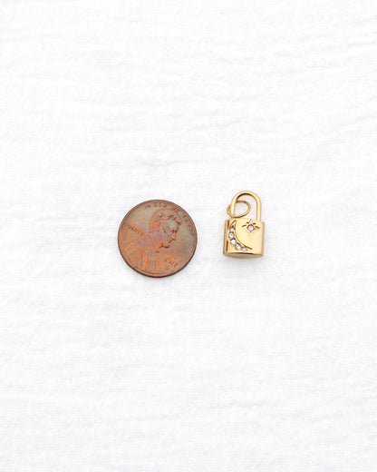 16mm Lock w/ Moon & Stars PVD Charm, CH393