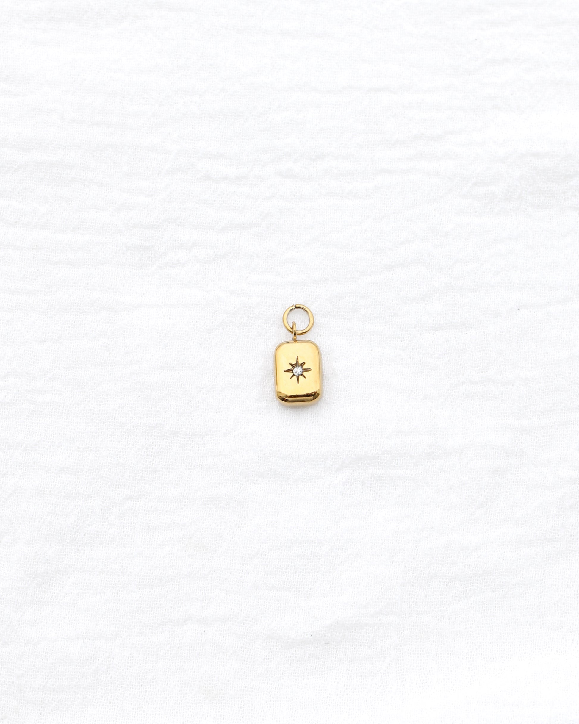 15mm Rectangle w/ Star CZ PVD Charm, CH398