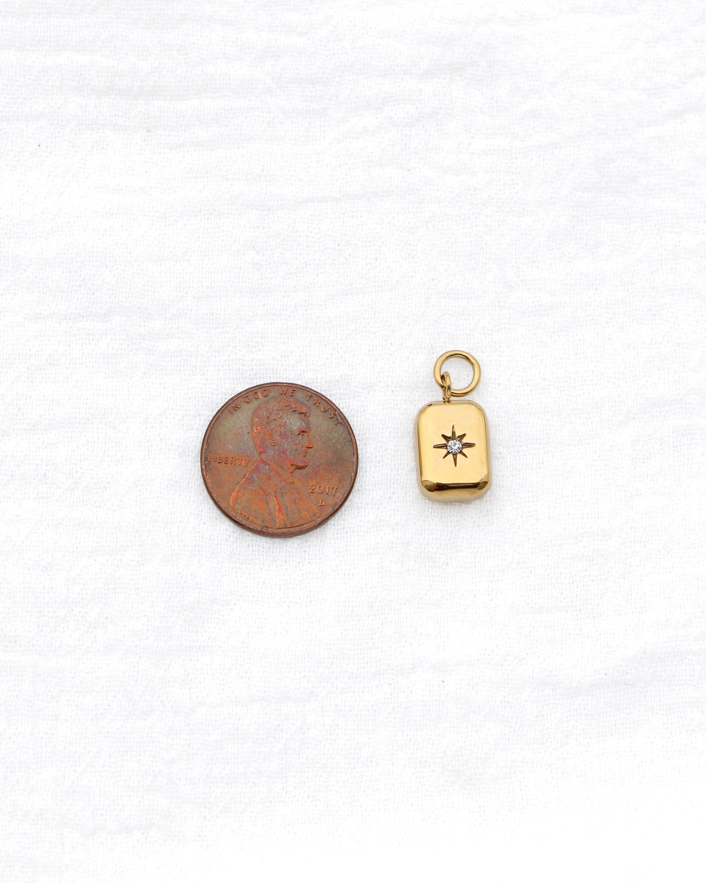 15mm Rectangle w/ Star CZ PVD Charm, CH398