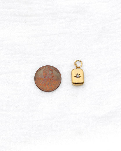 15mm Rectangle w/ Star CZ PVD Charm, CH398