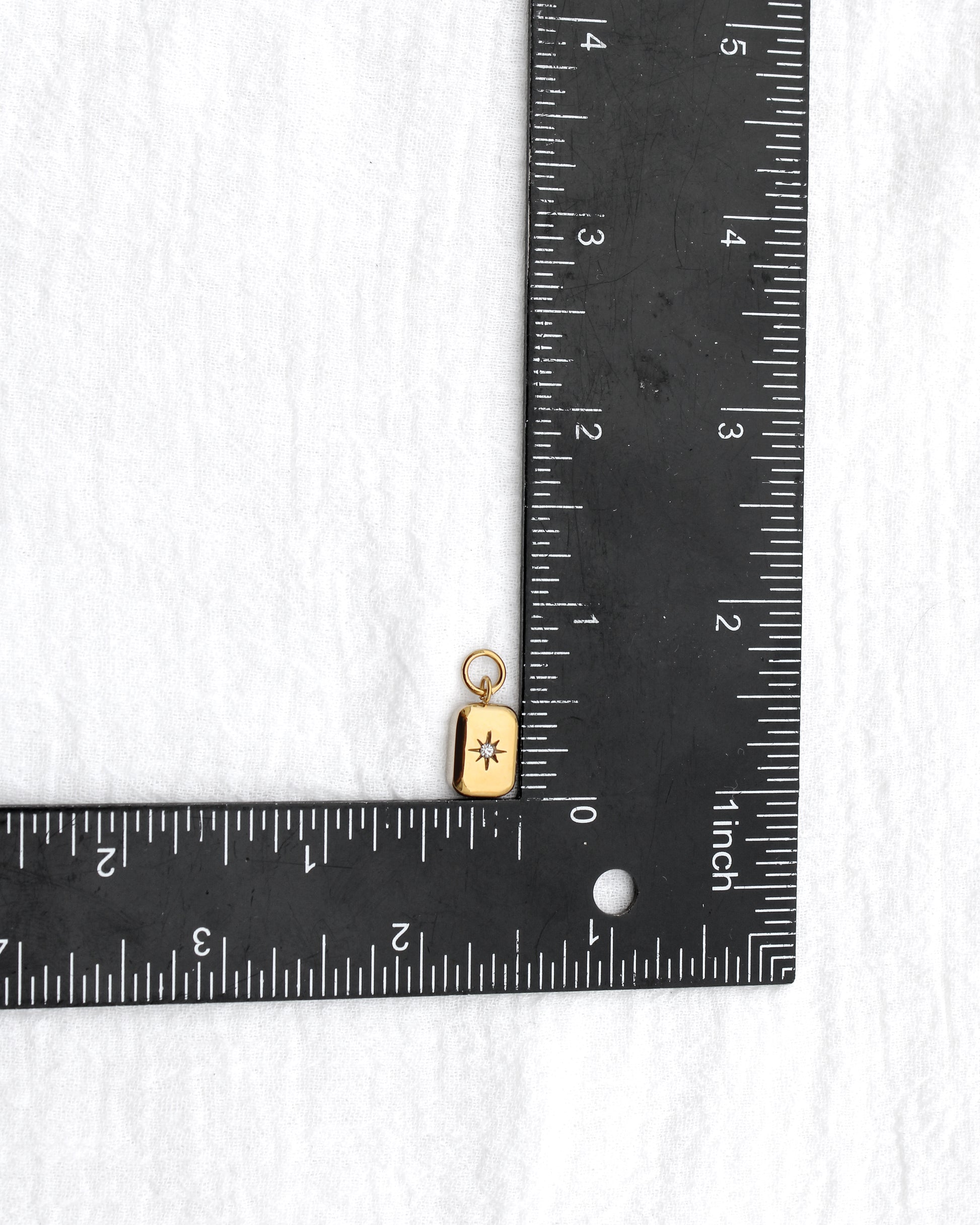 15mm Rectangle w/ Star CZ PVD Charm, CH398