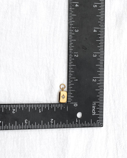 15mm Rectangle w/ Star CZ PVD Charm, CH398