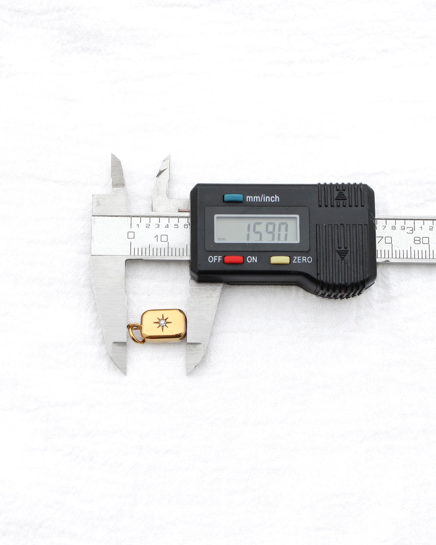 15mm Rectangle w/ Star CZ PVD Charm, CH398