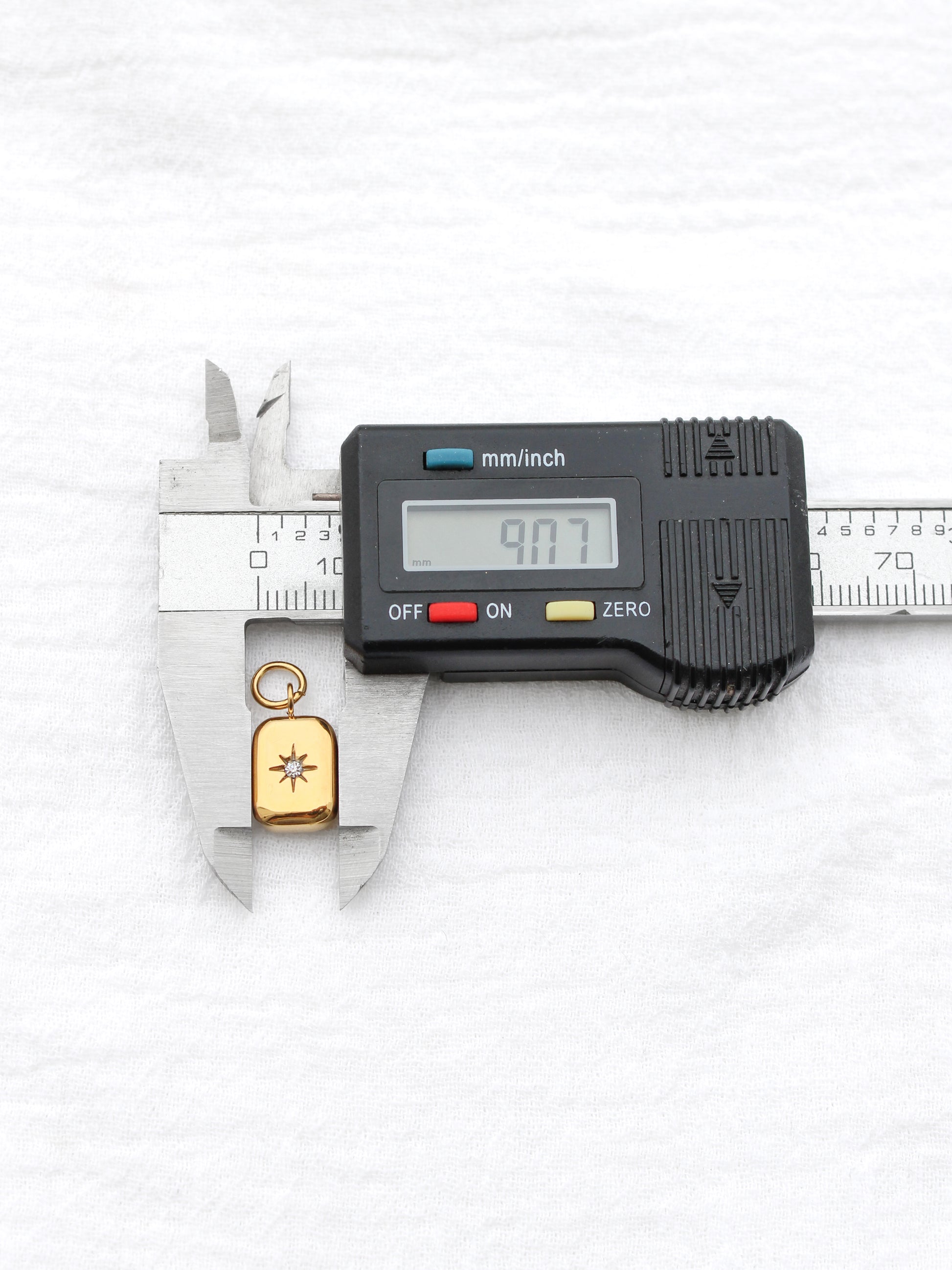 15mm Rectangle w/ Star CZ PVD Charm, CH398