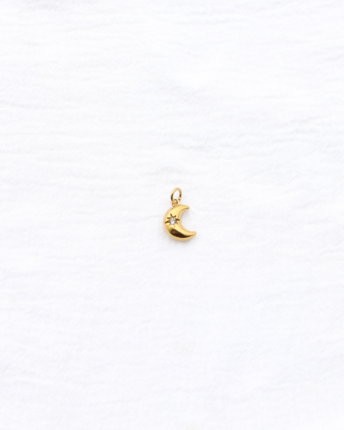 15mm Moon w/ Star Zircon PVD Charm, CH395