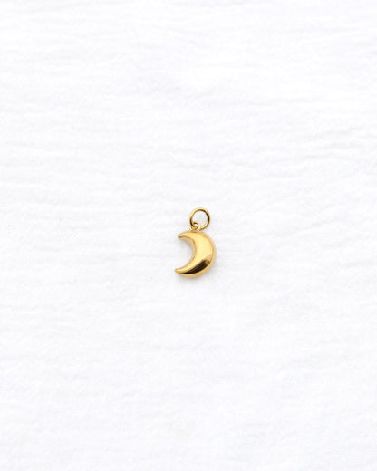 15mm Moon w/ Star Zircon PVD Charm, CH395