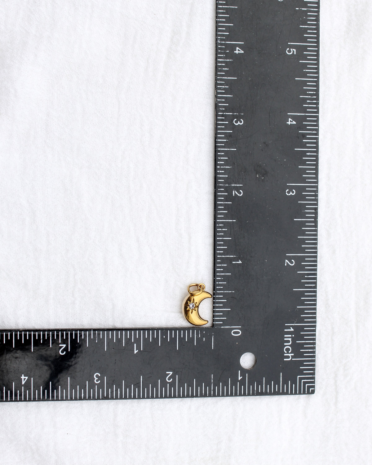15mm Moon w/ Star Zircon PVD Charm, CH395