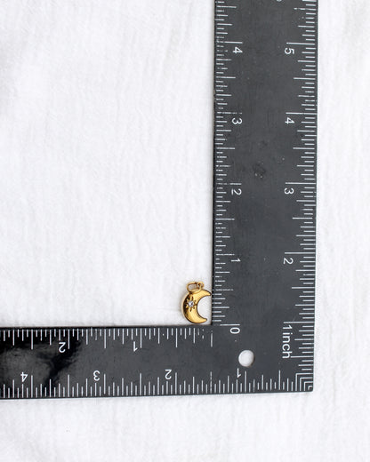 15mm Moon w/ Star Zircon PVD Charm, CH395