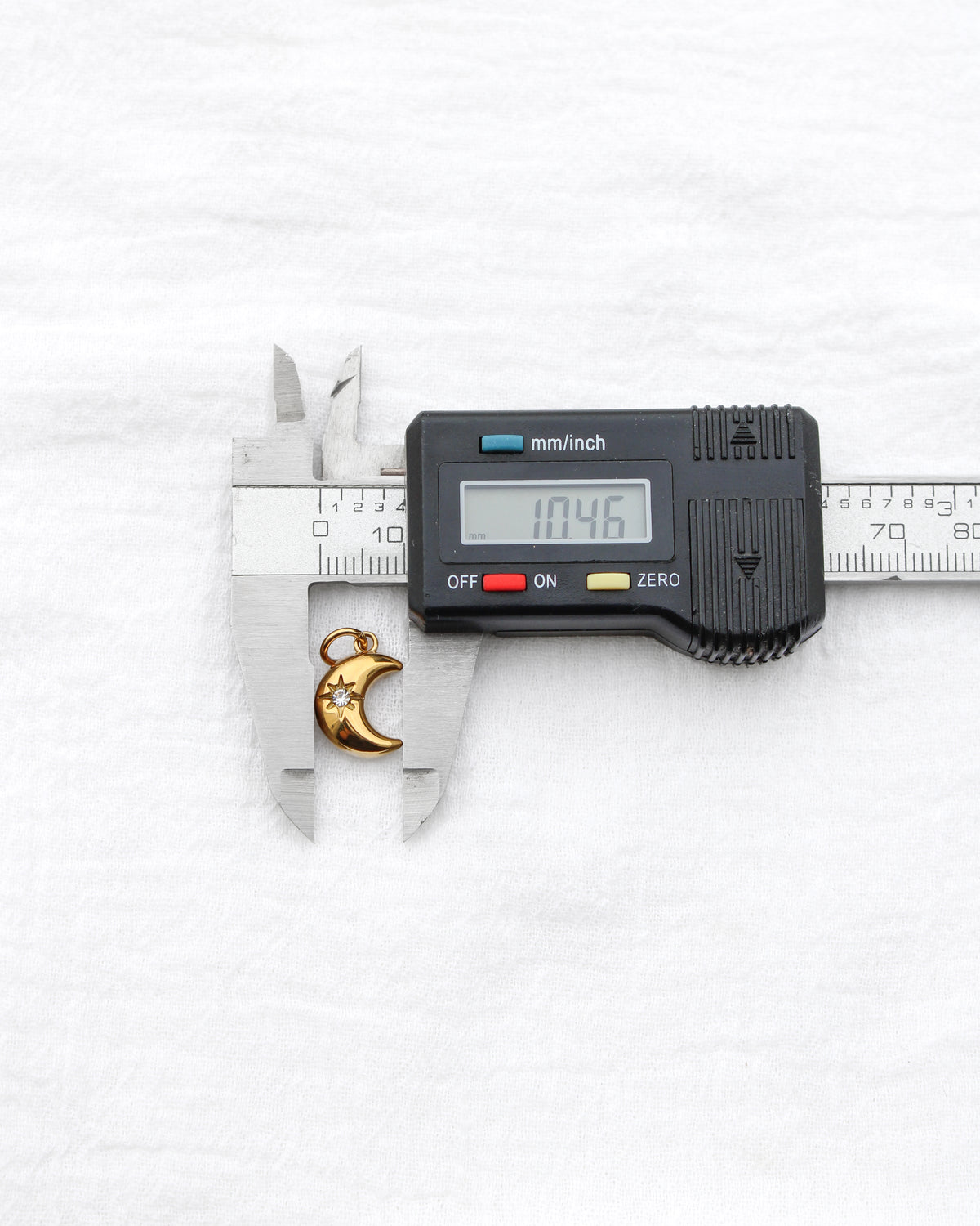 15mm Moon w/ Star Zircon PVD Charm, CH395