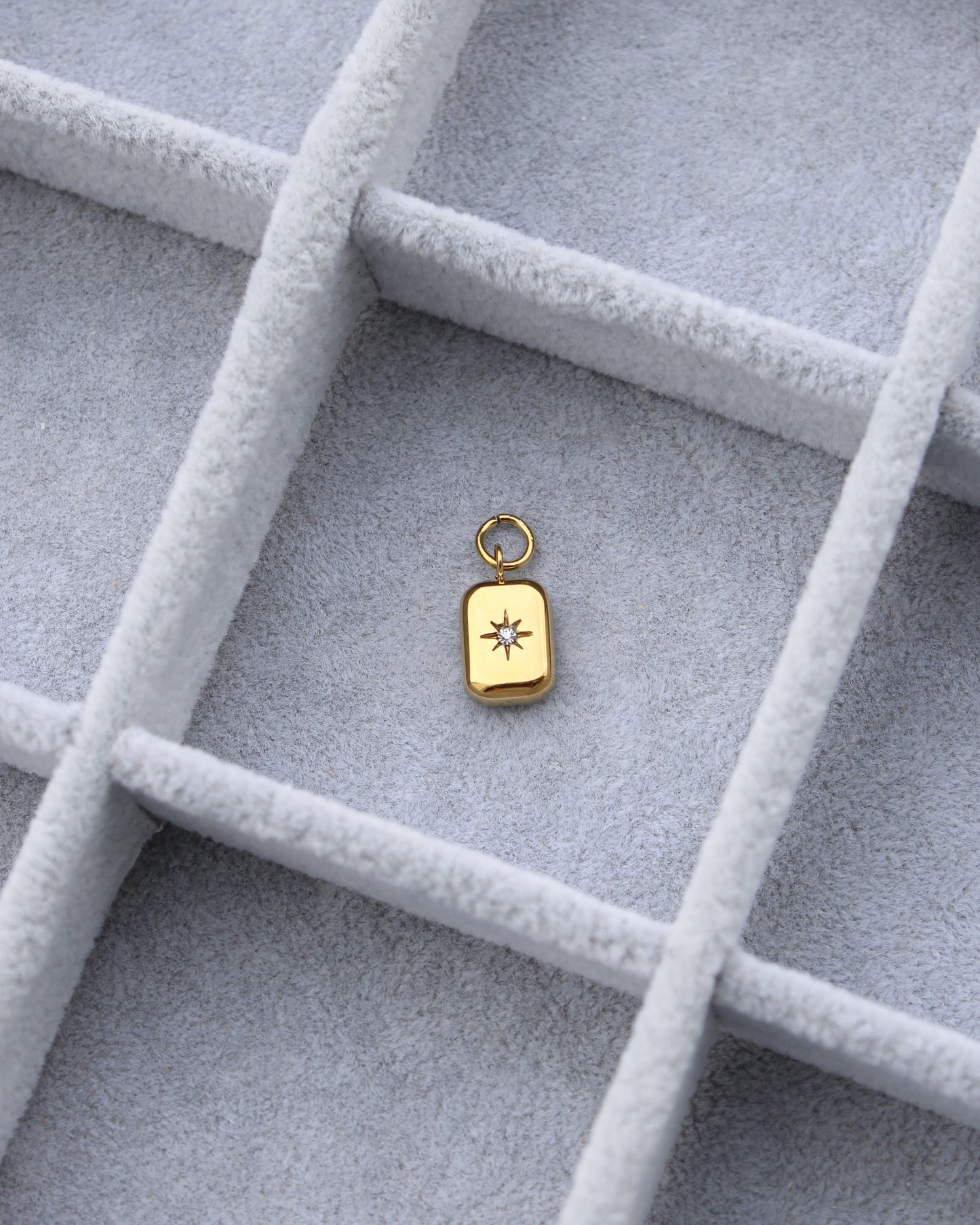 15mm Rectangle w/ Star CZ PVD Charm, CH398