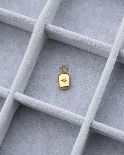 15mm Rectangle w/ Star CZ PVD Charm, CH398