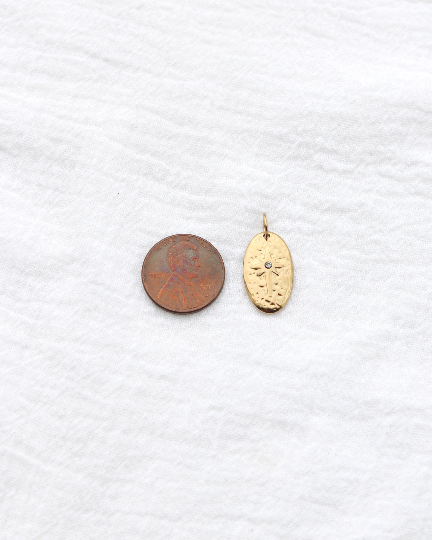 20mm Oval w/ Star CZ PVD Charm, CH397