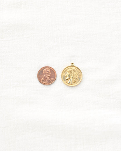24mm Vintage Coin PVD Charm, CH497