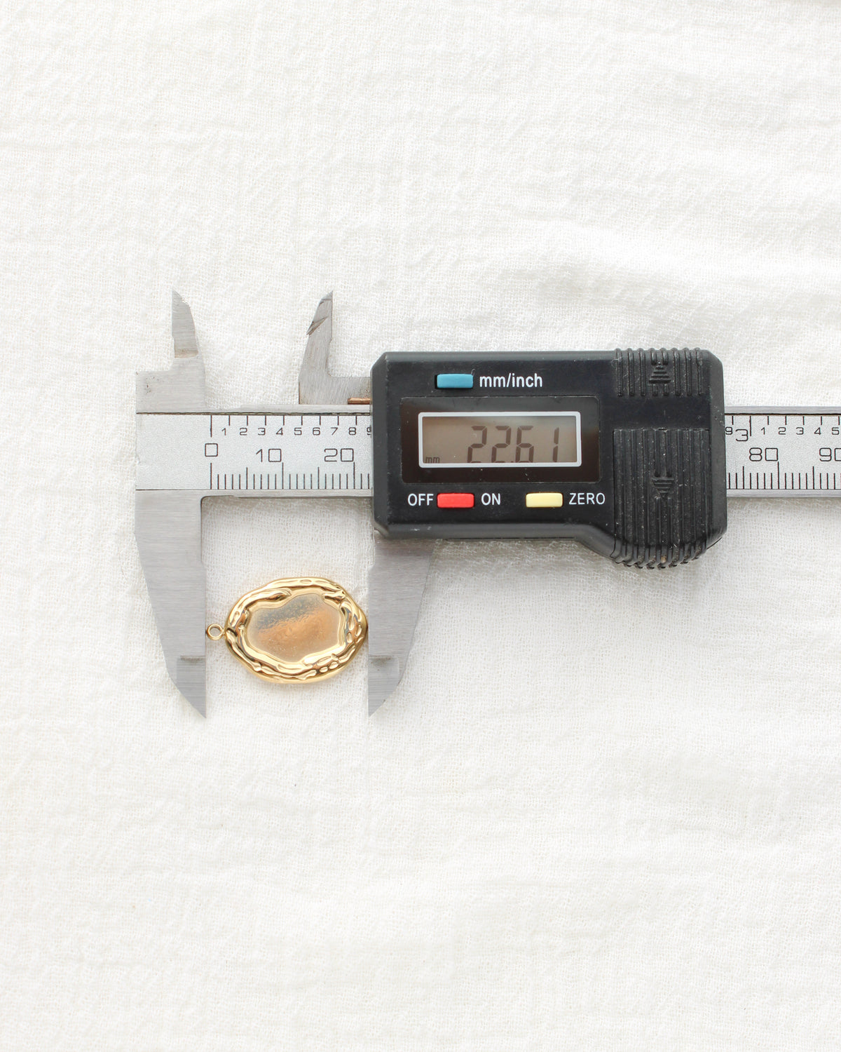 23mm Textured Oval PVD Charm, CH498