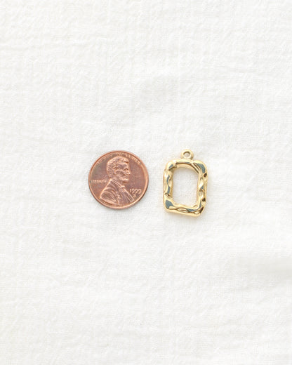 21mm Hammered Open Rectangle PVD Charm, CH503
