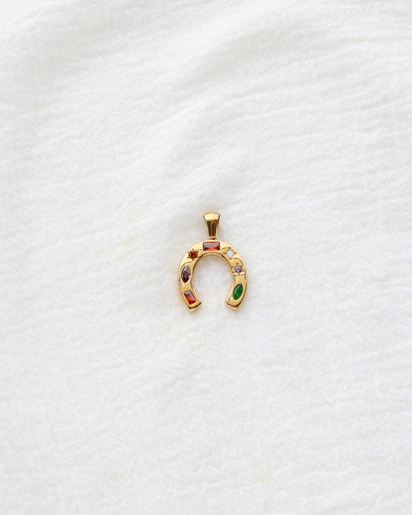 25mm Horseshoe w/ Rhinestones PVD Charm, CH399
