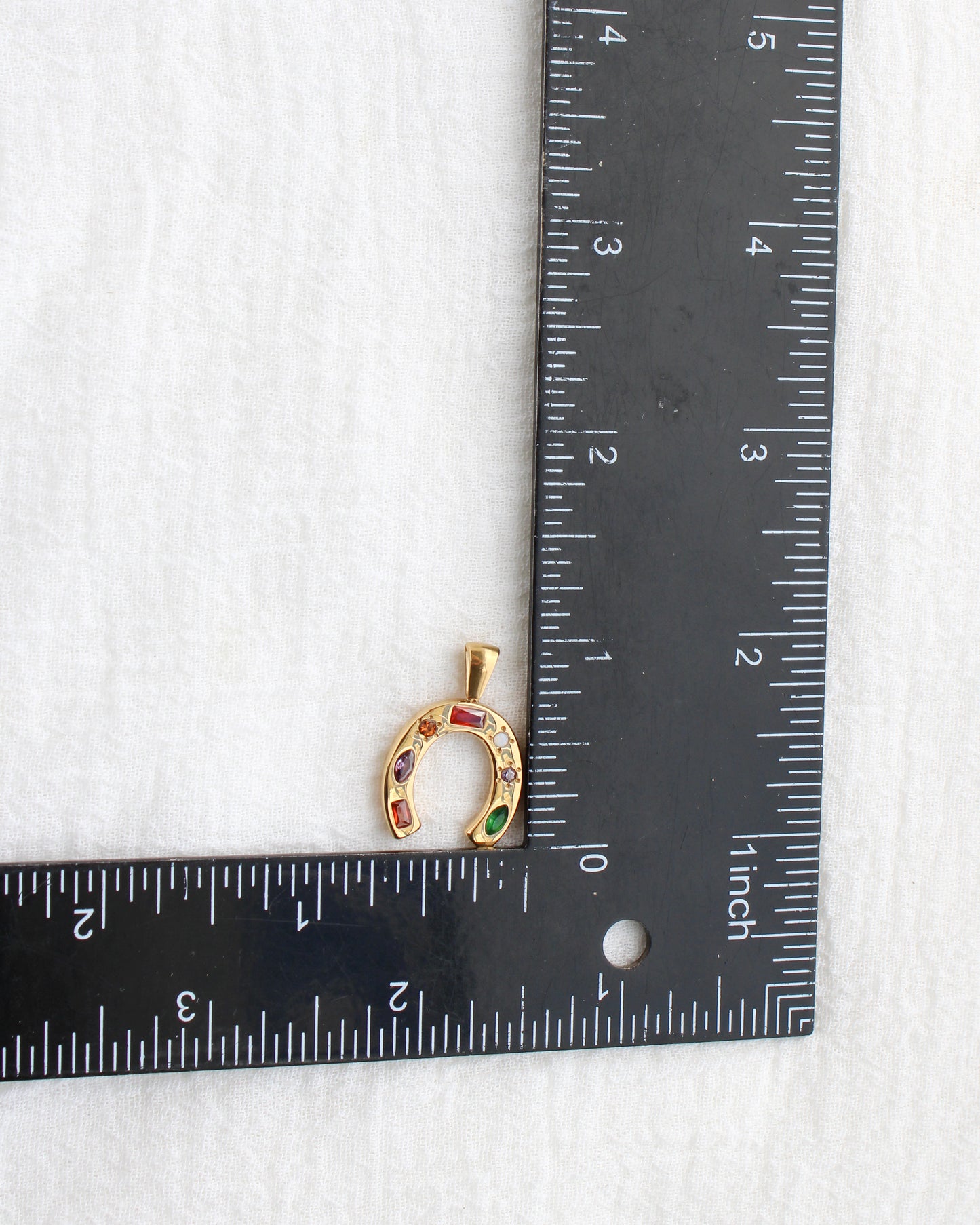 25mm Horseshoe w/ Rhinestones PVD Charm, CH399