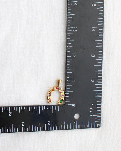 25mm Horseshoe w/ Rhinestones PVD Charm, CH399