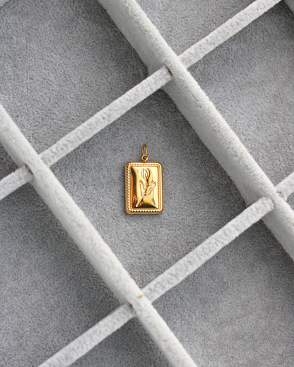 16mm Rectangle Flower PVD Charm, CH408