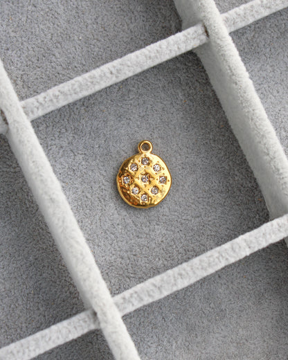 14mm Circle w/ Rhinestones PVD Charm, CH404