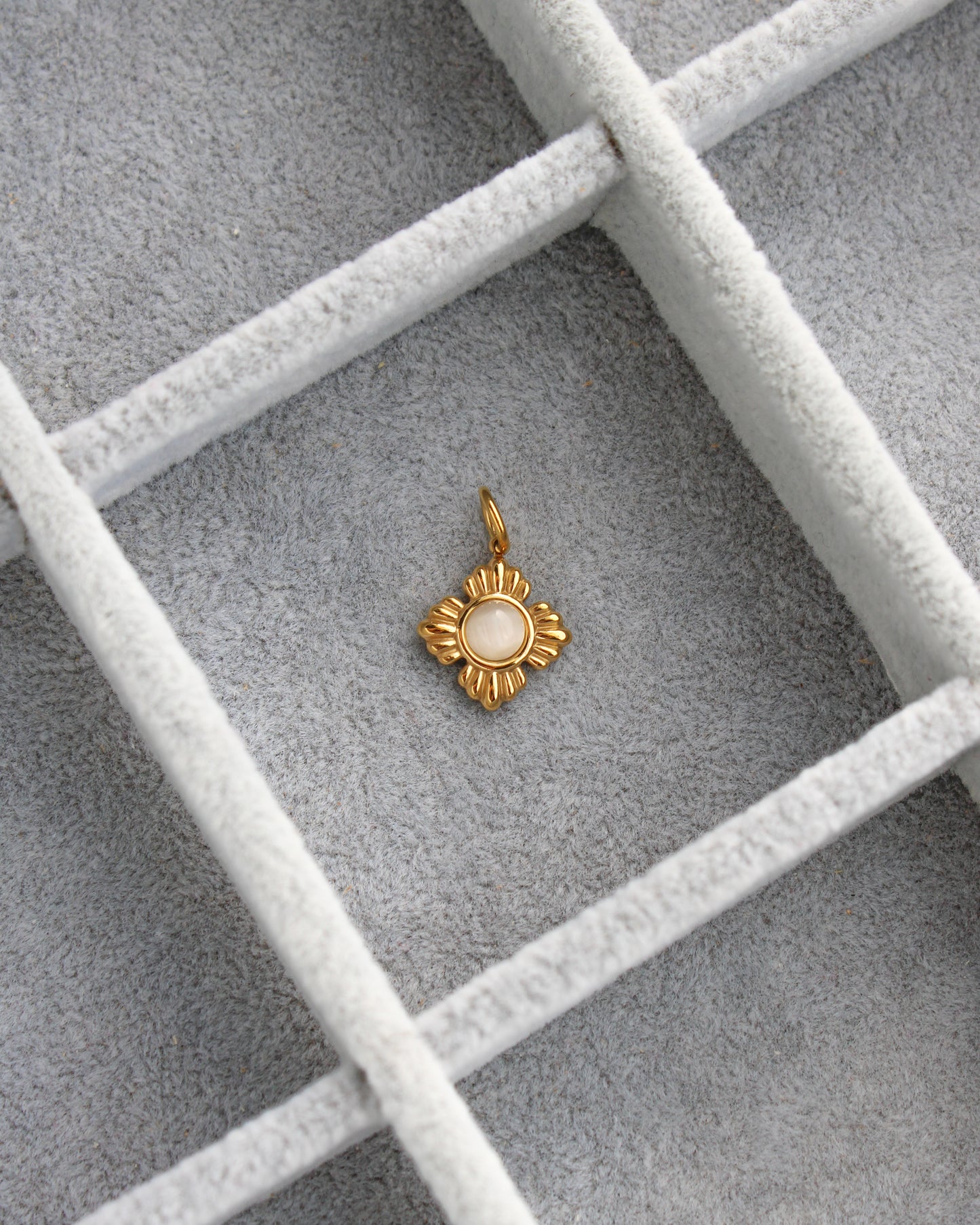 11mm Quatrefoil w/ Opal PVD Charm, CH409