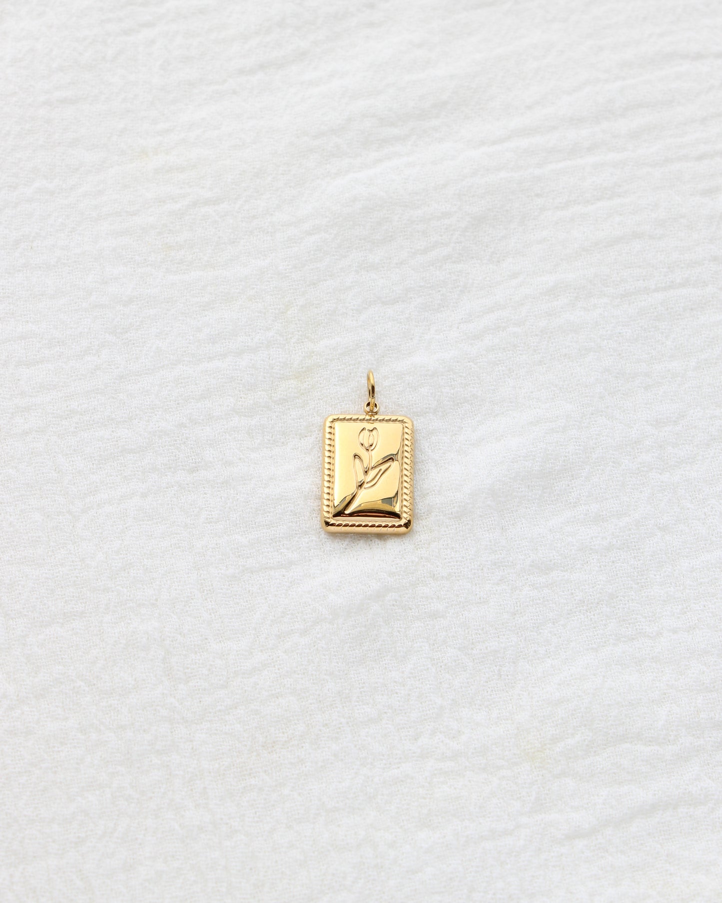16mm Rectangle Flower PVD Charm, CH408