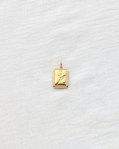 16mm Rectangle Flower PVD Charm, CH408