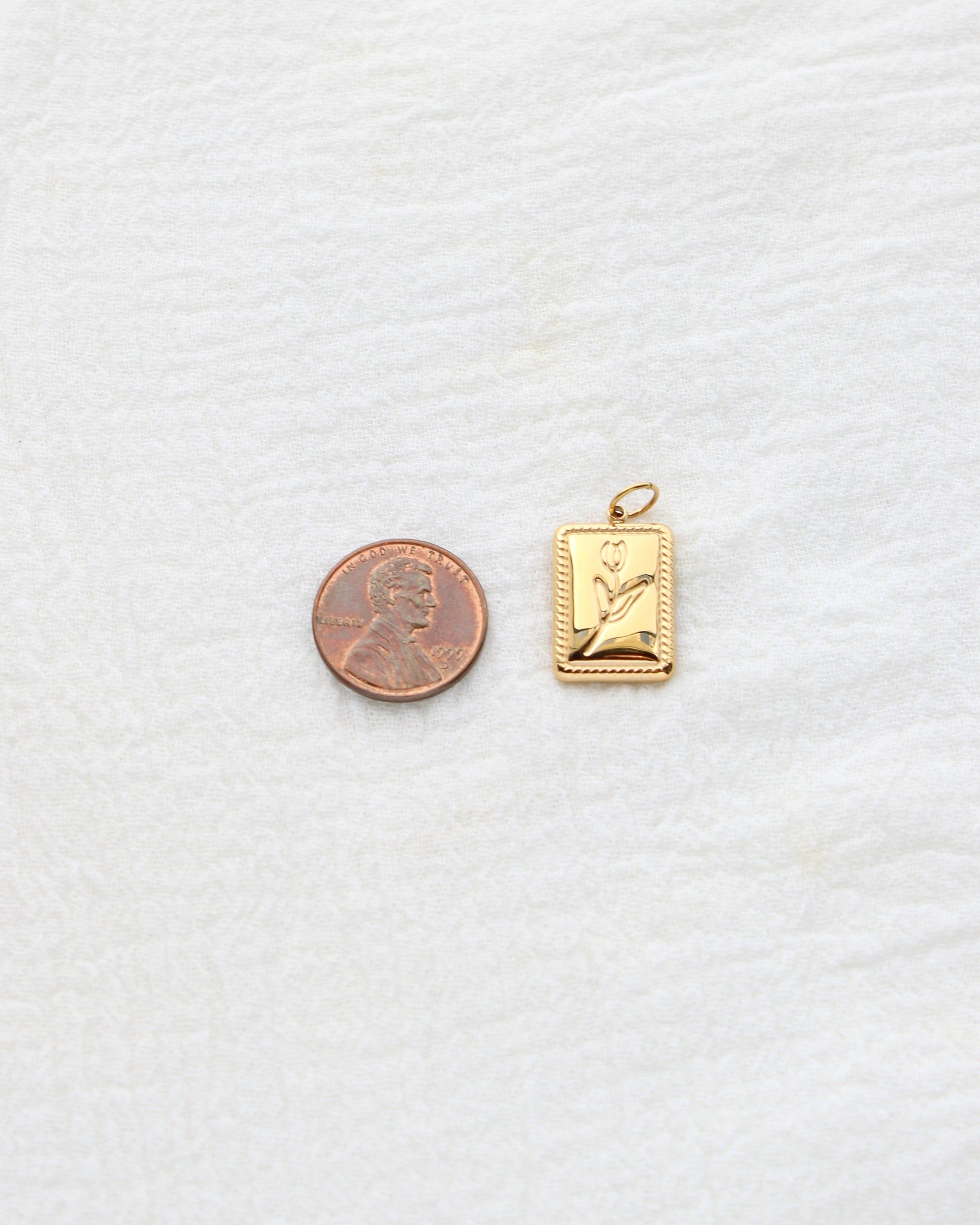 16mm Rectangle Flower PVD Charm, CH408