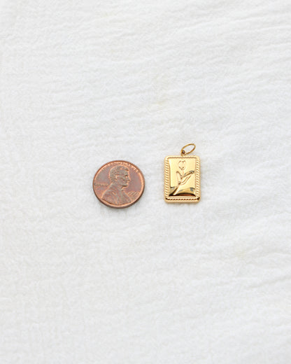 16mm Rectangle Flower PVD Charm, CH408