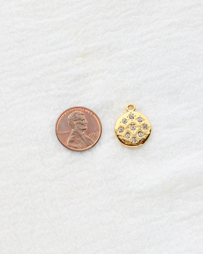 14mm Circle w/ Rhinestones PVD Charm, CH404