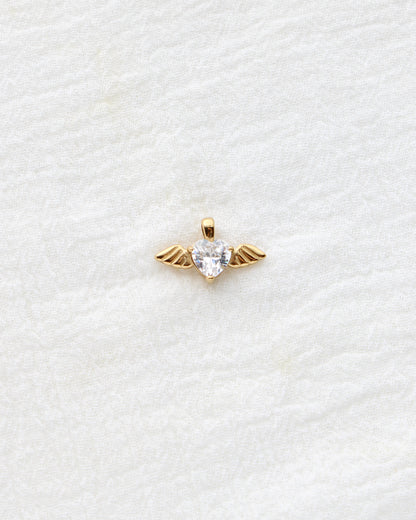 10mm Angel Wing w/ Heart Zircon PVD Charm, CH403