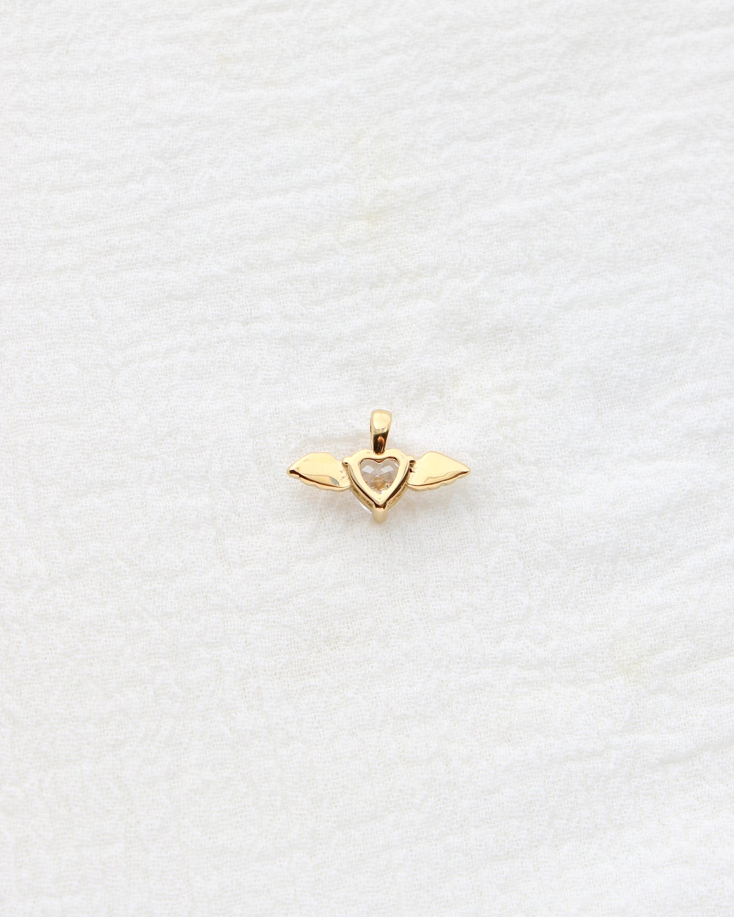 10mm Angel Wing w/ Heart Zircon PVD Charm, CH403