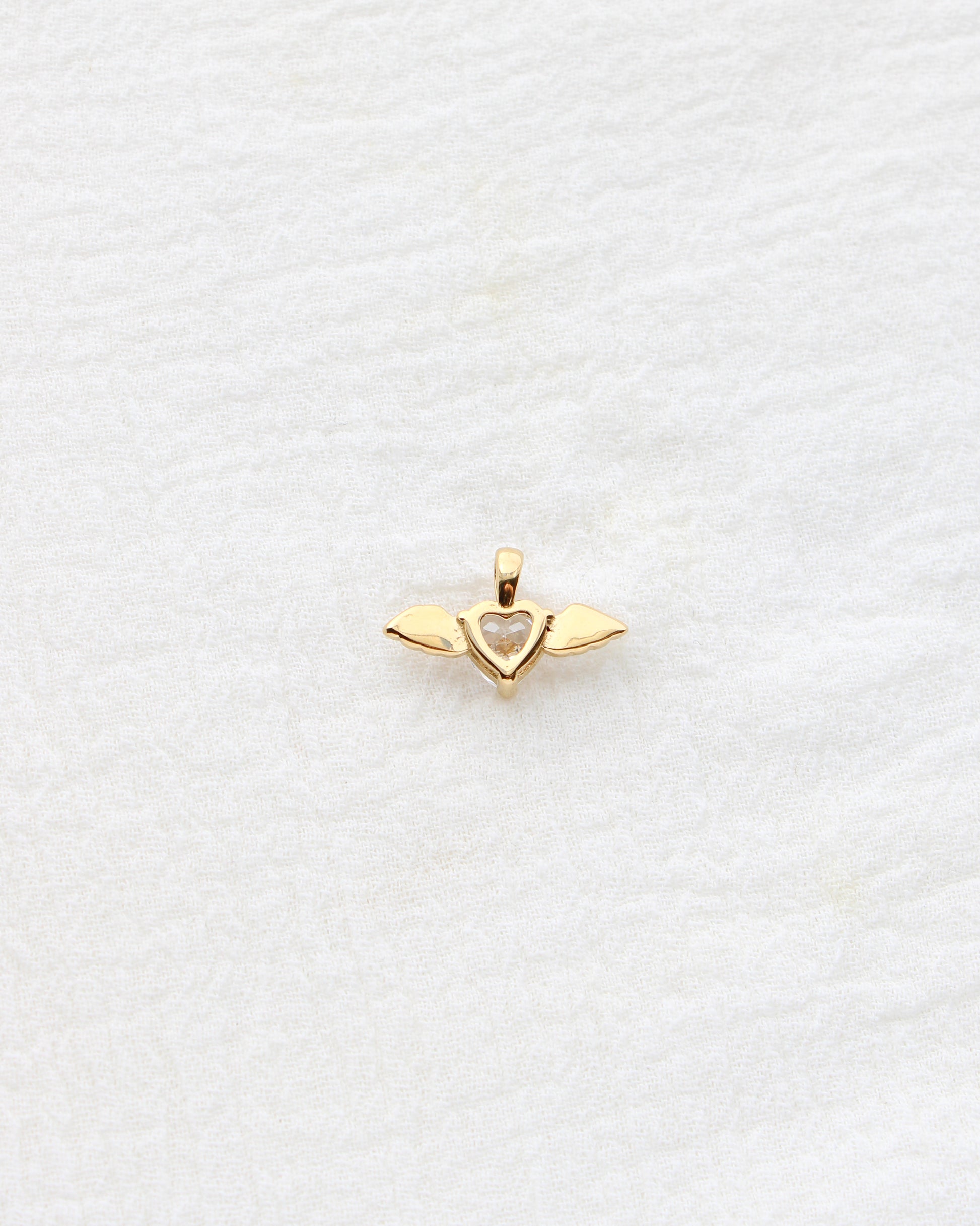 10mm Angel Wing w/ Heart Zircon PVD Charm, CH403