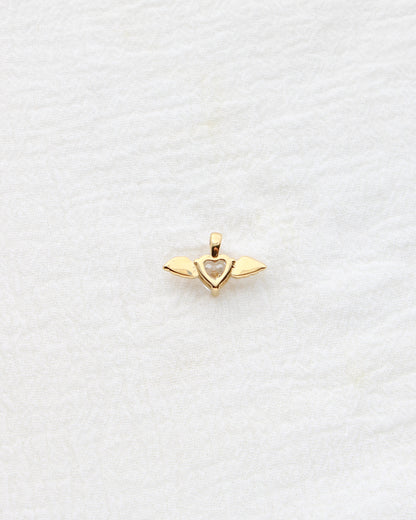 10mm Angel Wing w/ Heart Zircon PVD Charm, CH403