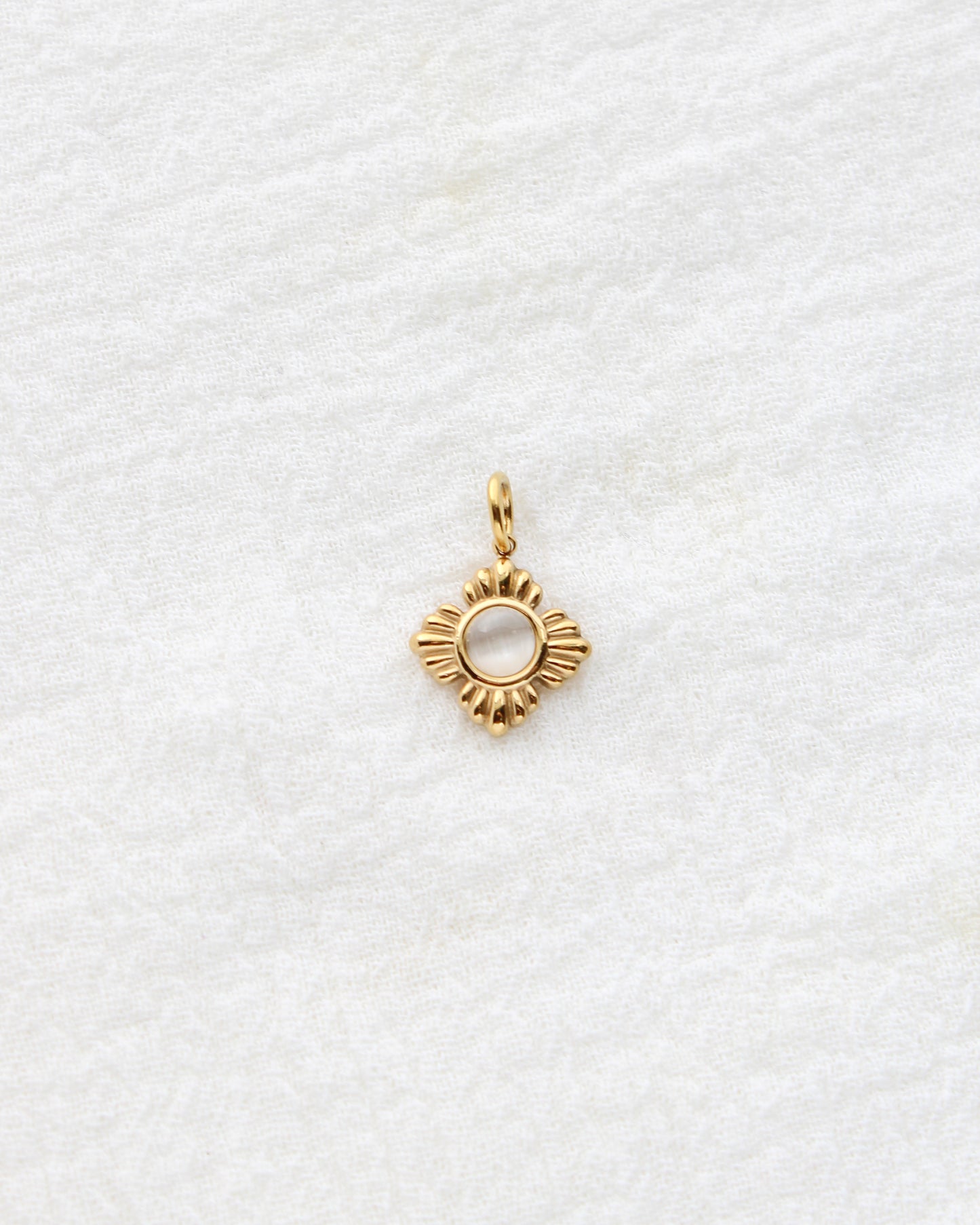 11mm Quatrefoil w/ Opal PVD Charm, CH409