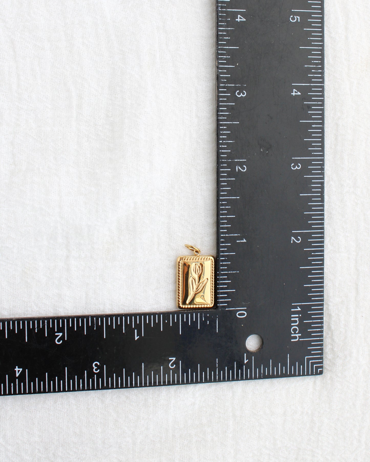 16mm Rectangle Flower PVD Charm, CH408