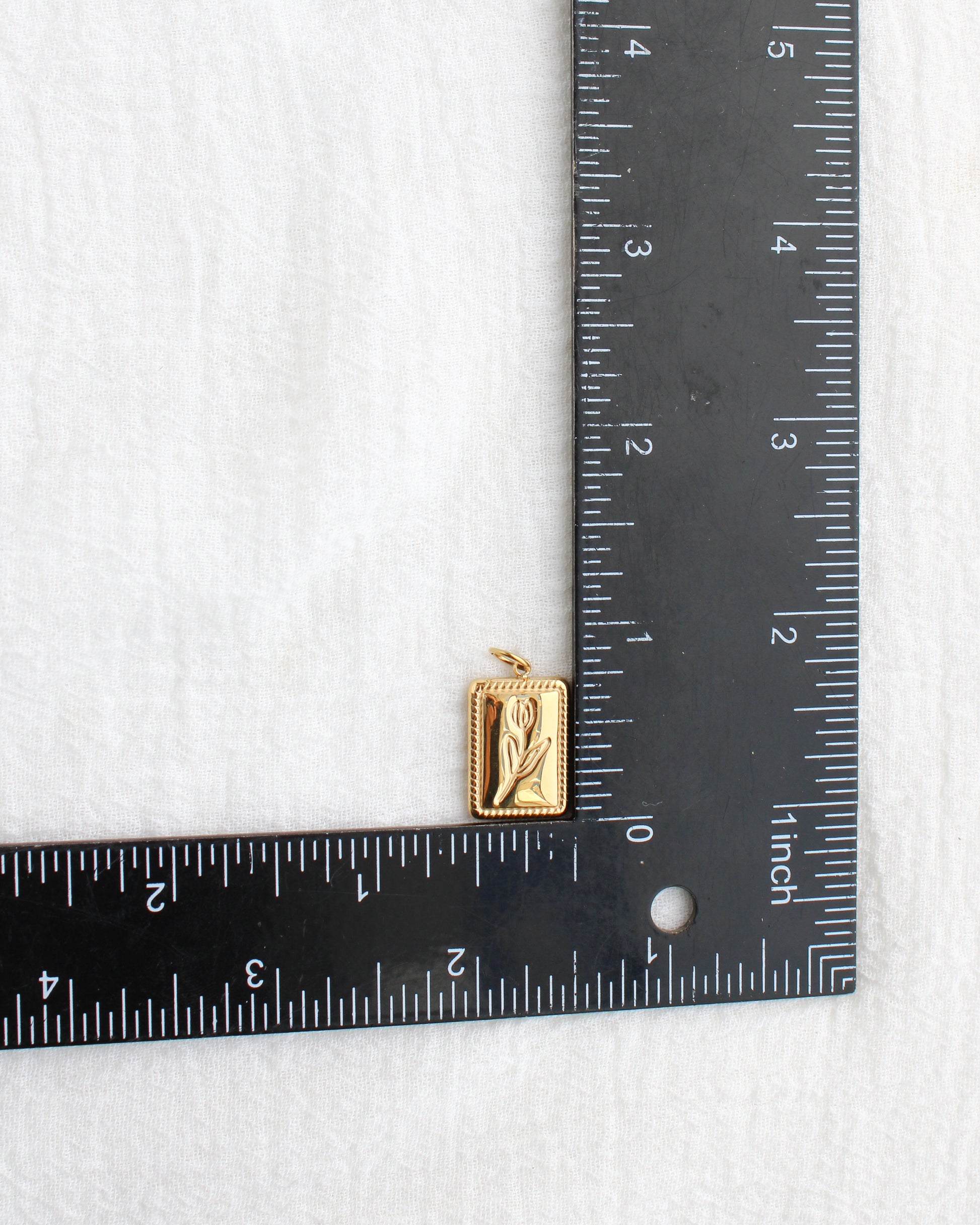 16mm Rectangle Flower PVD Charm, CH408