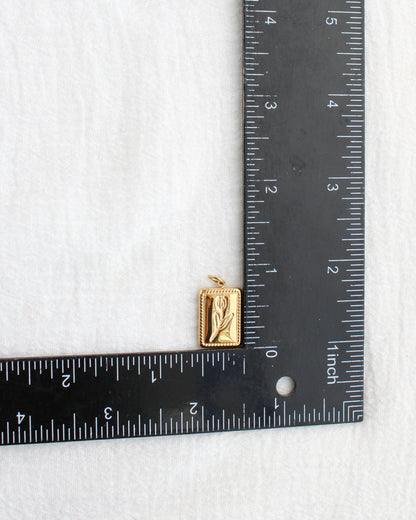 16mm Rectangle Flower PVD Charm, CH408