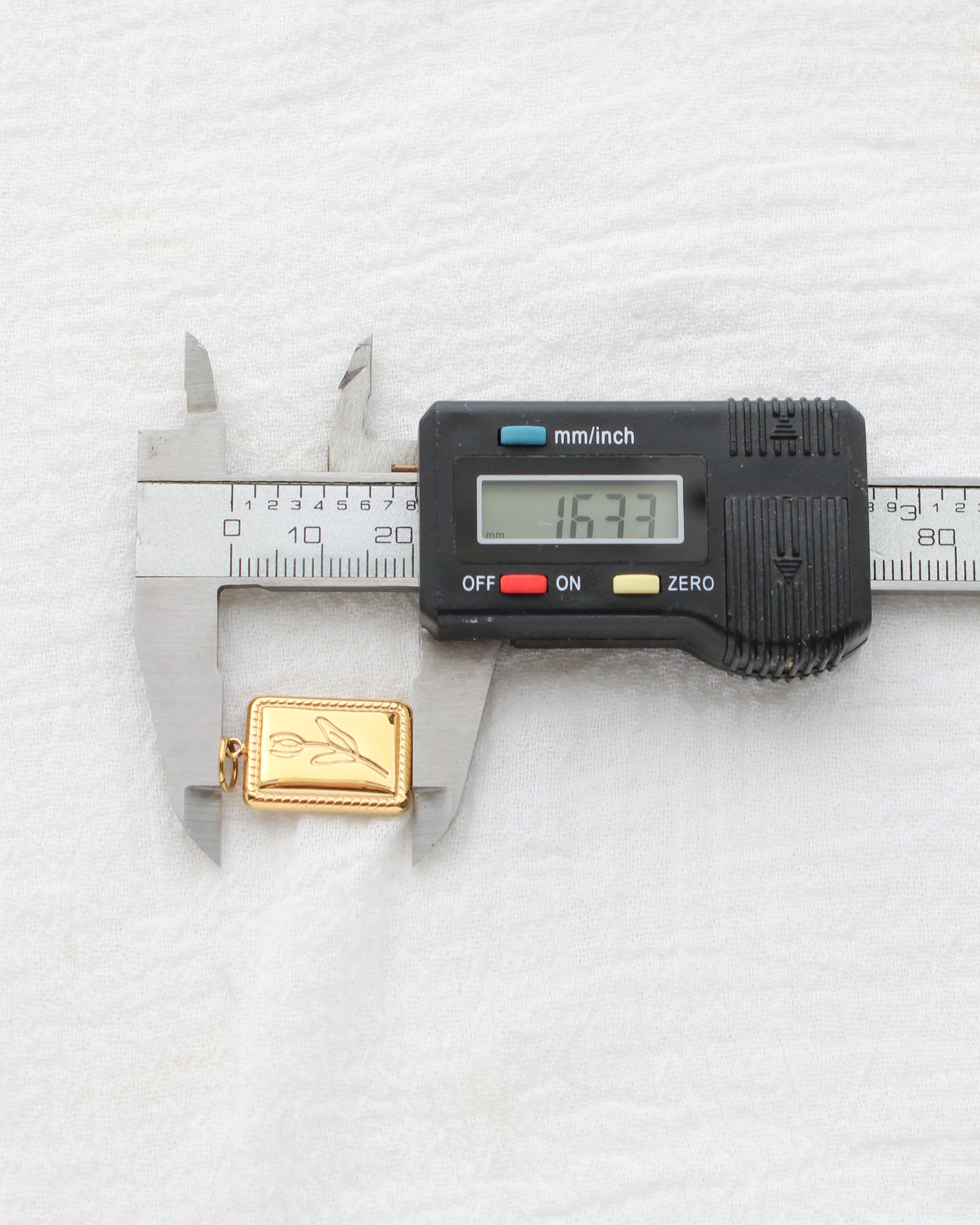 16mm Rectangle Flower PVD Charm, CH408