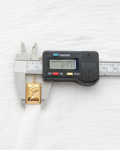 16mm Rectangle Flower PVD Charm, CH408