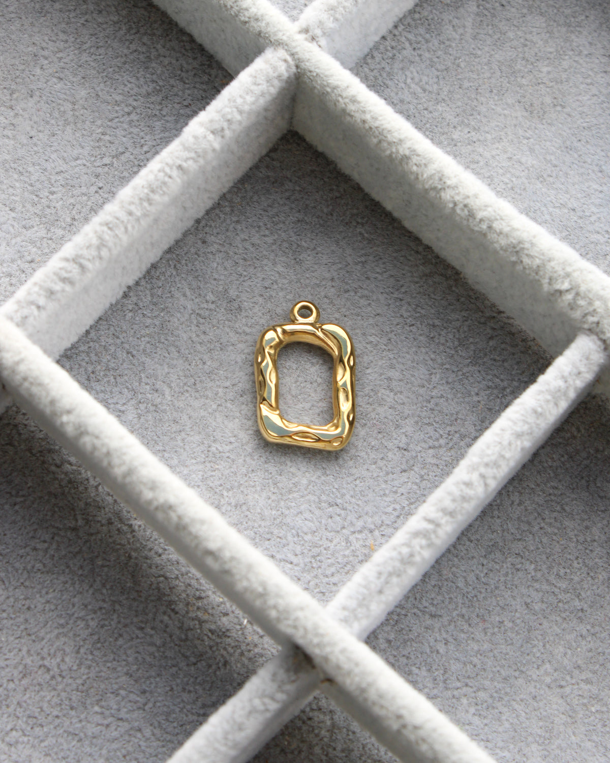 21mm Hammered Open Rectangle PVD Charm, CH503