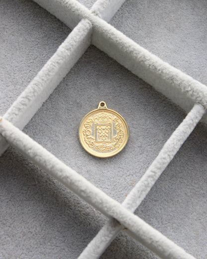24mm Vintage Coin PVD Charm, CH497