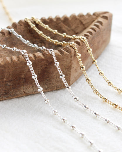 2.7mm Curb Chain with Beads, S273, G273