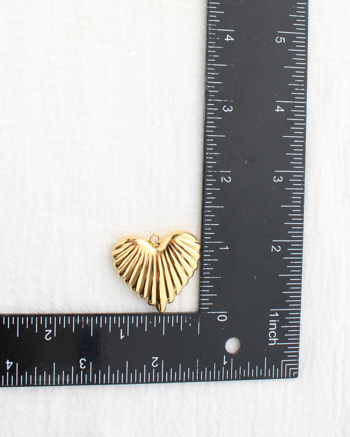 28mm Large Lined Heart PVD Charm, CH453