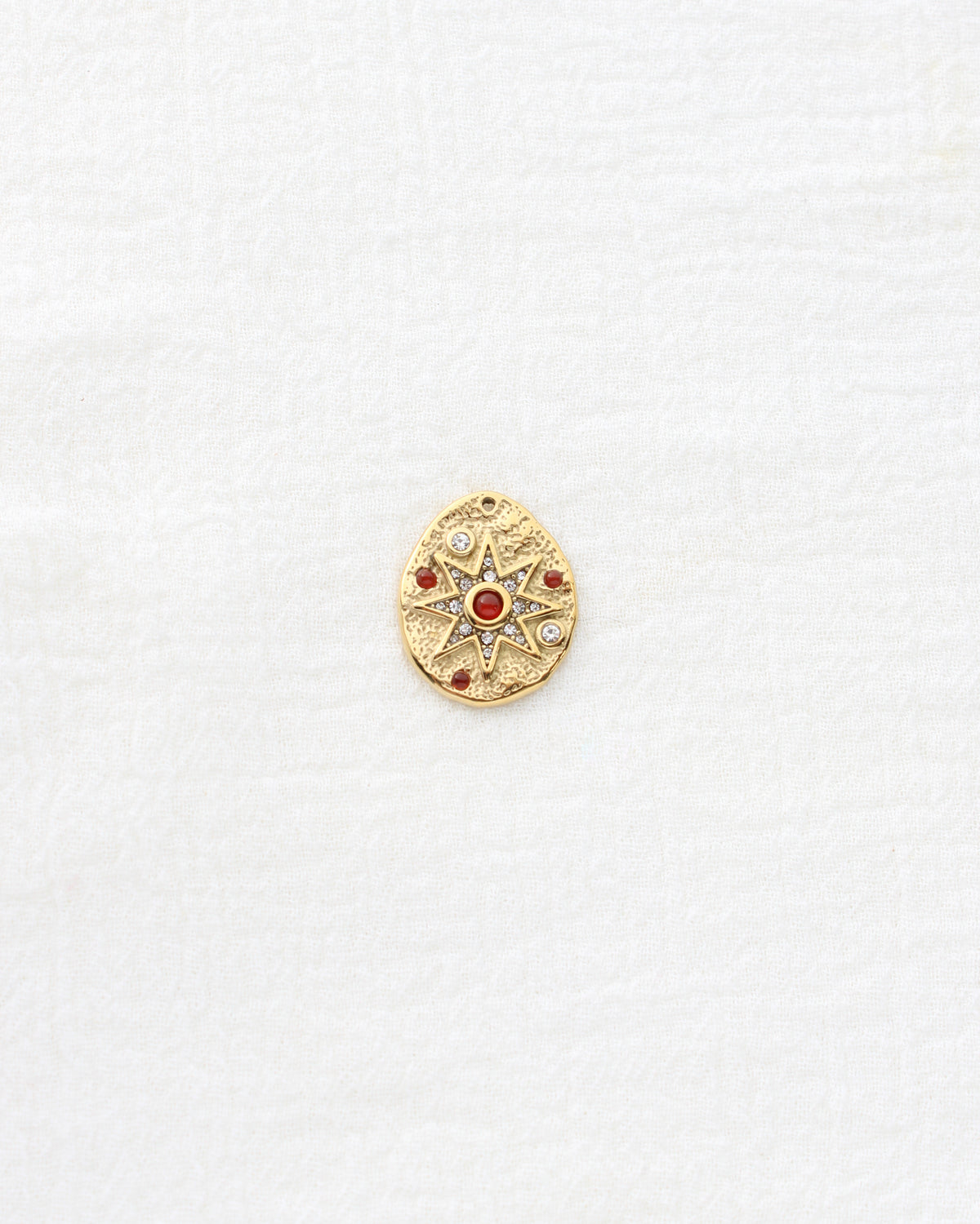 25mm Star w/ Red & White CZ PVD Charm, CH450