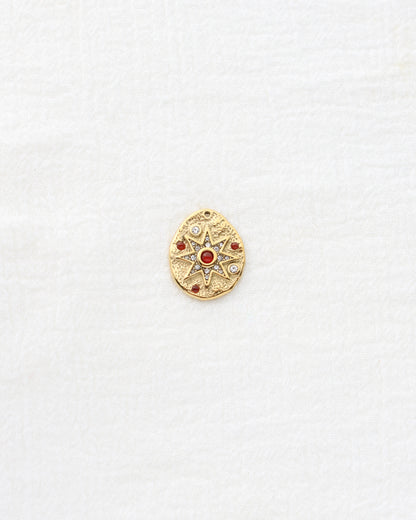 25mm Star w/ Red & White CZ PVD Charm, CH450