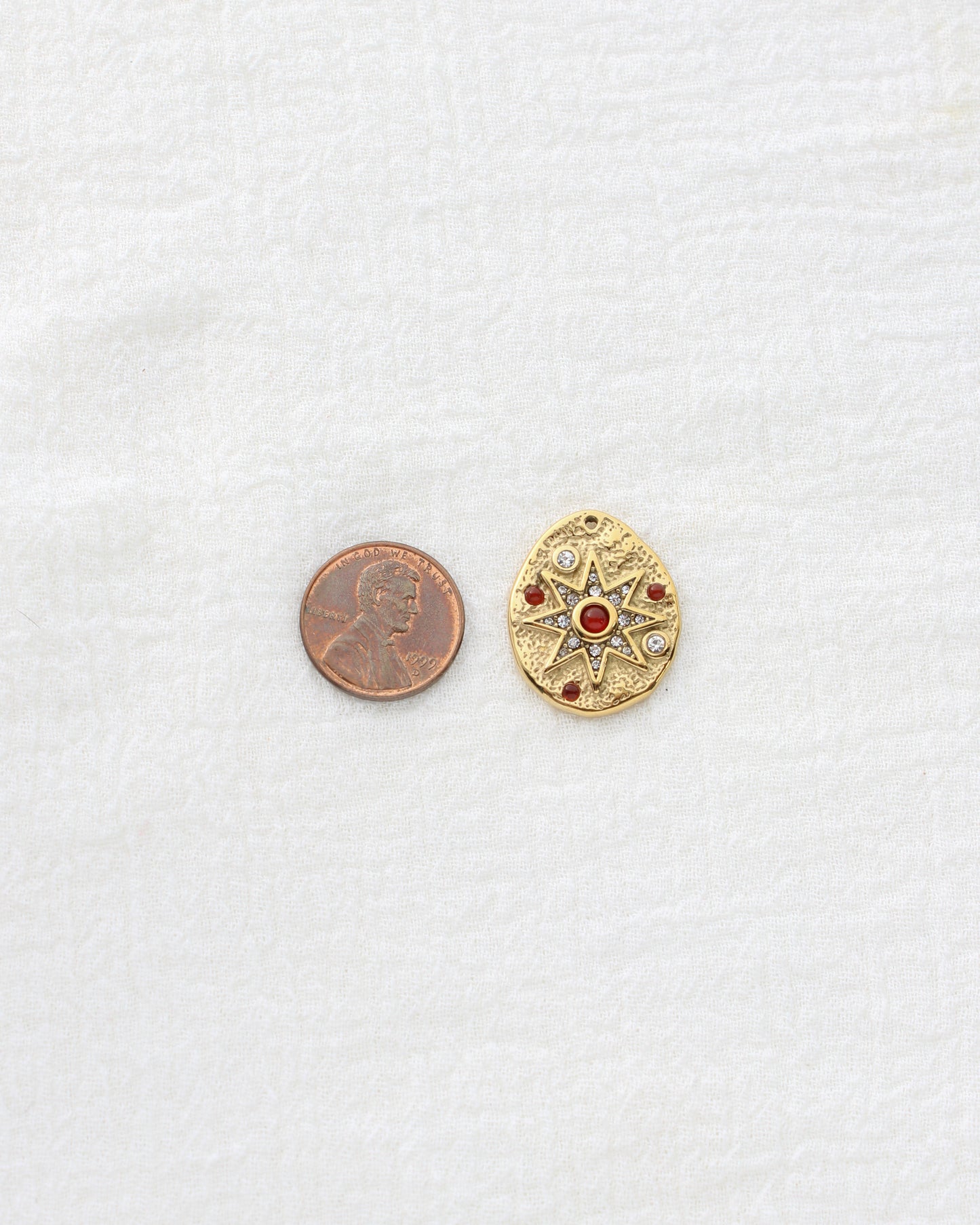 25mm Star w/ Red & White CZ PVD Charm, CH450