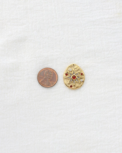 25mm Star w/ Red & White CZ PVD Charm, CH450