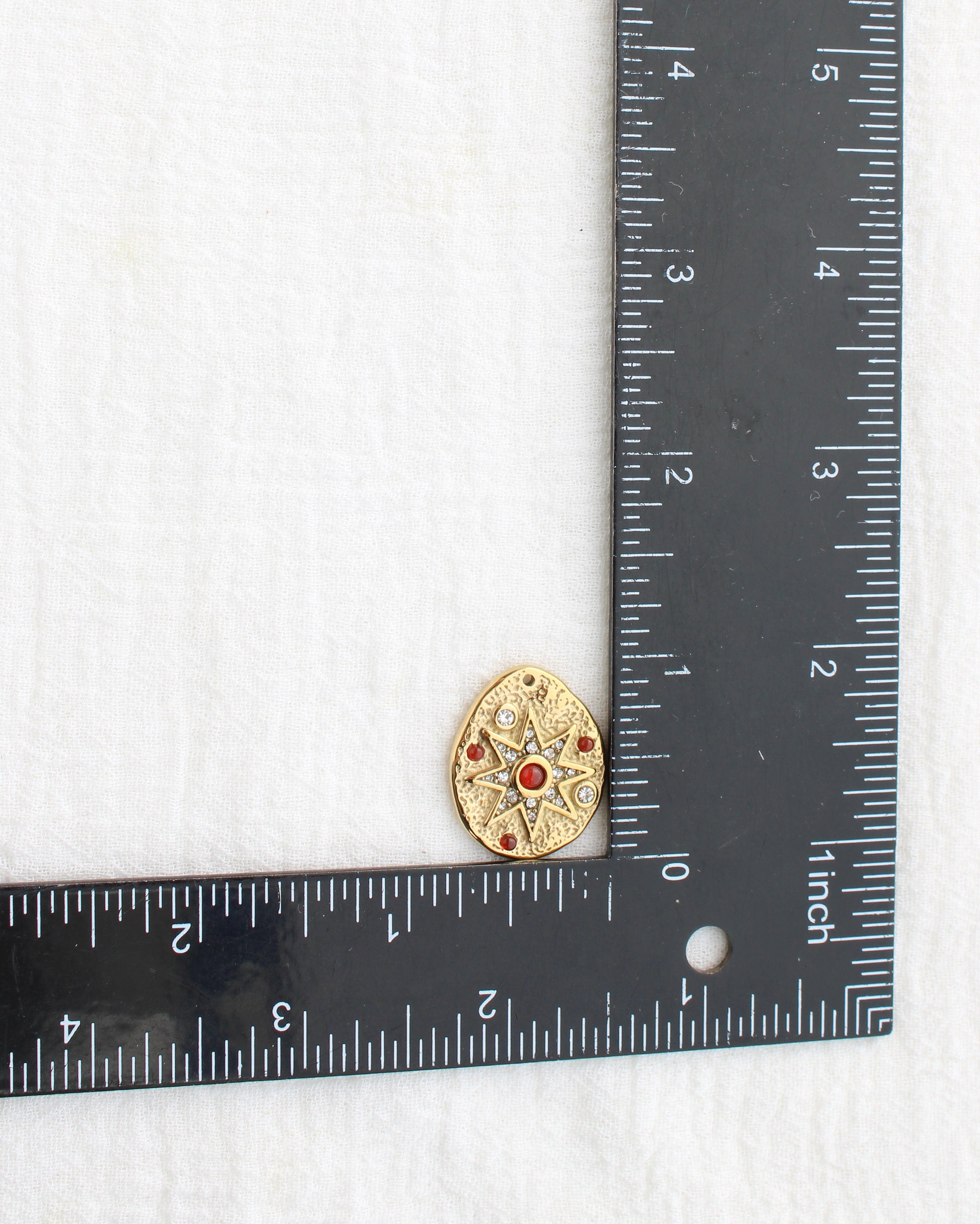 25mm Star w/ Red & White CZ PVD Charm, CH450