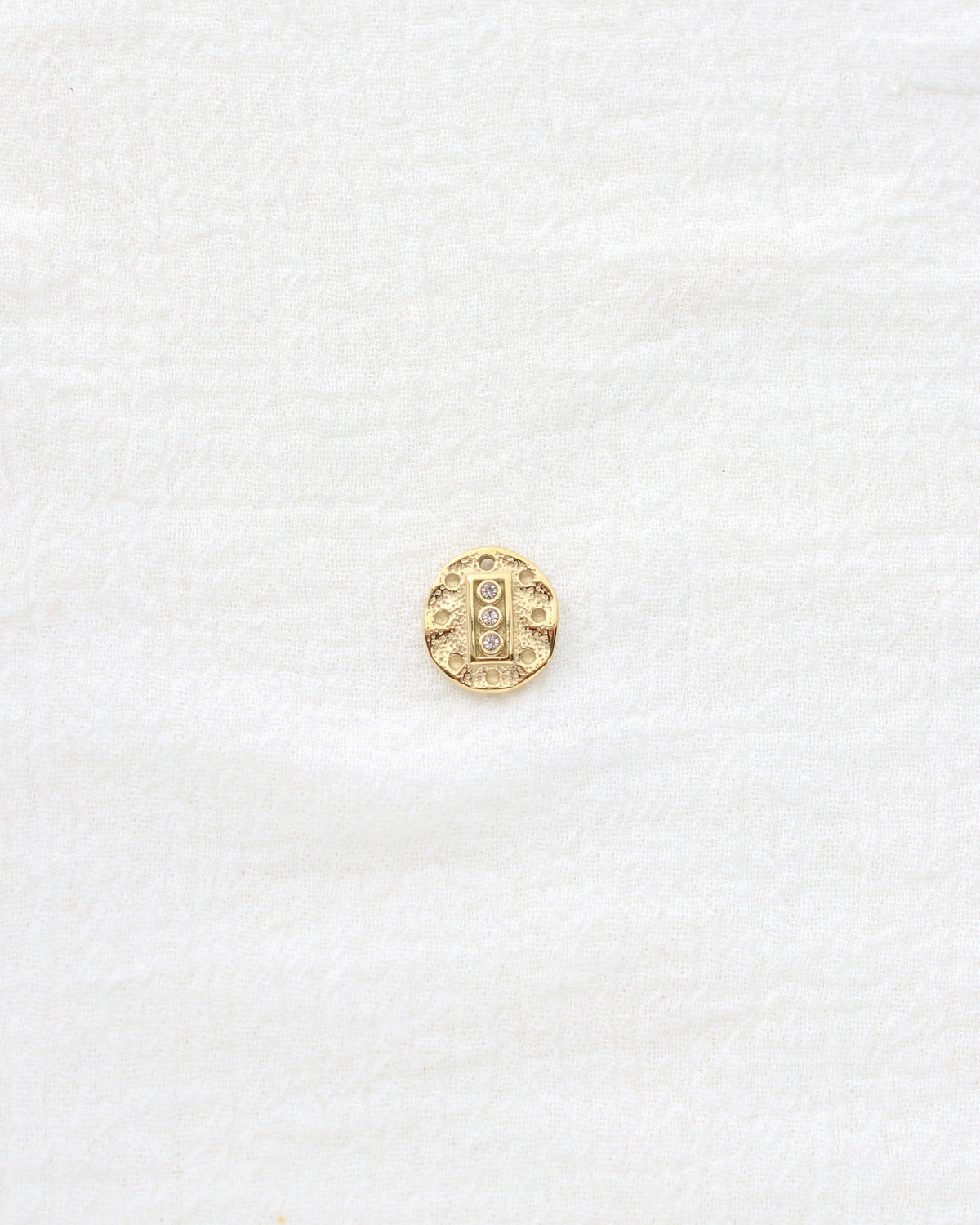 15mm Hammered Disc w/ CZ PVD Charm, CH449